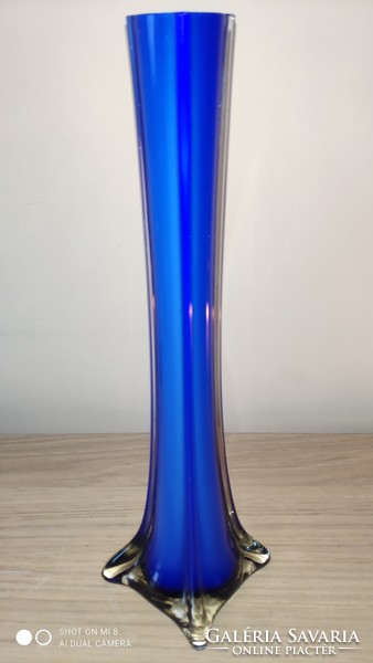 Kobalt kék kétrétegű üveg váza