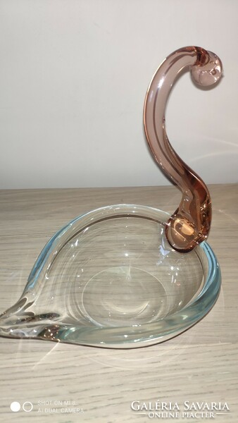 Vintage Italian Murano crystal glass swan serving centerpiece