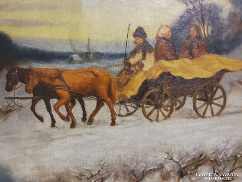 Home by wagon in winter