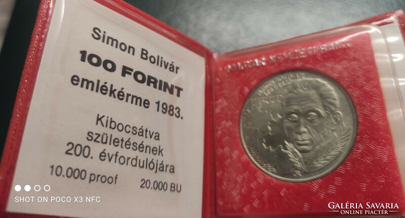 Emlék 100 forint.1983. Simon Bolivàr