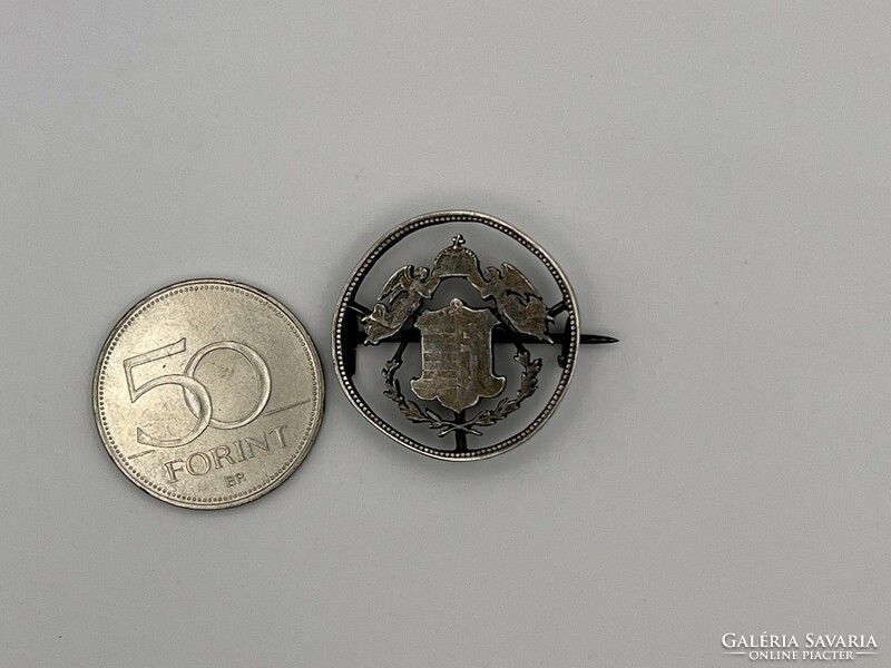 My trust in the ancient virtue antique Ferenc József silver krajcár coin brooch pin