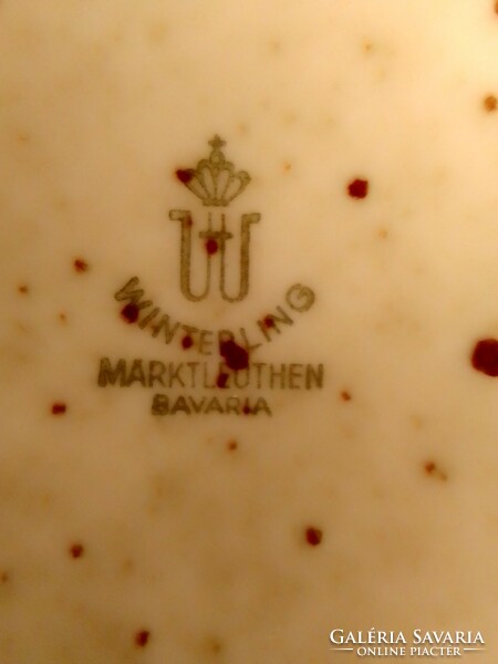 Barna pöttyös mázas Winterling Bavaria porcelán teáskanna kiöntő gyümölcs minta jelzett hibátlan 1 l