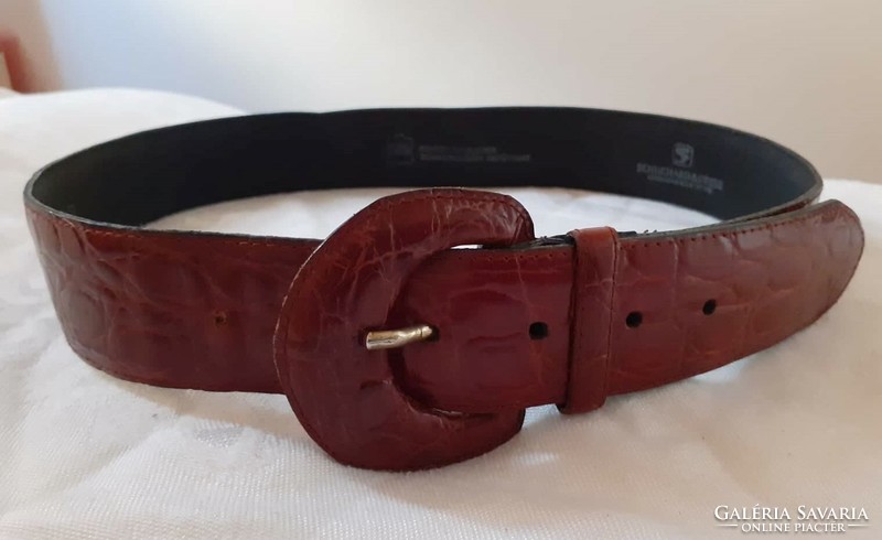 Vintage crocodile leather pattern women's belt