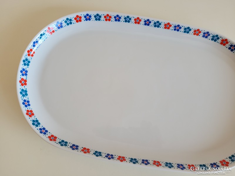 Retro large size 38 cm lowland porcelain bowl with blue red floral offering