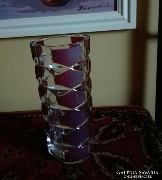 25X12 cm French crystal glass vase, heavy!