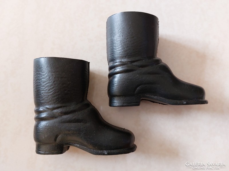Retro Santa Claus boots pair plastic black gift box