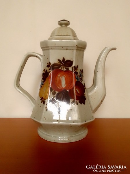 Brown polka dot glazed winterling bavaria porcelain teapot pouring fruit pattern marked flawless 1 l