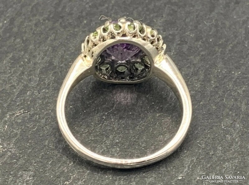 Mesès amethyst-peridot gemstone sterling silver ring 925/ - new 51 es mèret