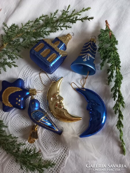 Blue-gold Christmas tree decorations