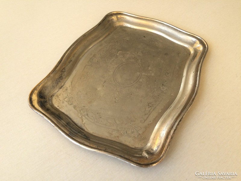 Régi vintage PFG jelzett alpakka fém tálca 28,5 cm