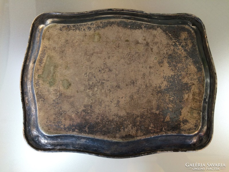 Old vintage pfg marked alpaca on metal tray 28.5 cm