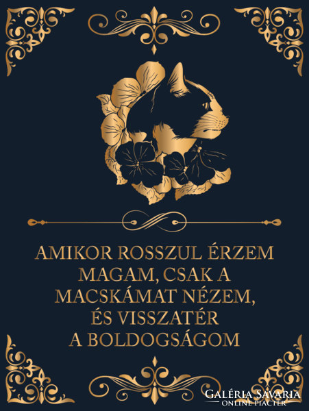 MACSKABOLDOGSÁG - cicás vászonkép idézettel