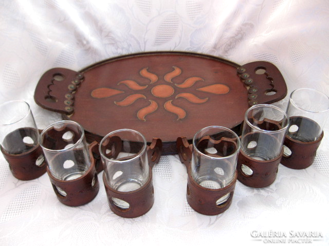 Retro leather craft drink set