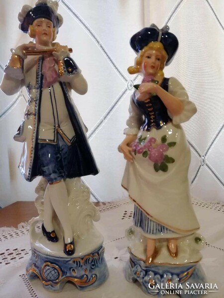 GDR - Echt Kobalt német porcelán figura / barokk pár.