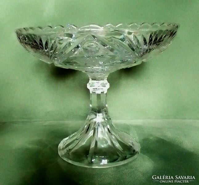 Old art deco crystal-type molded glass fruit bowl sandwich cookie table centerpiece
