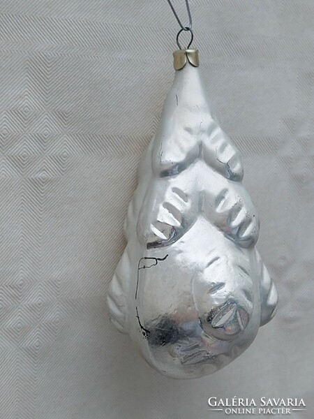 Old glass Christmas tree ornament silver pine tree glass ornament