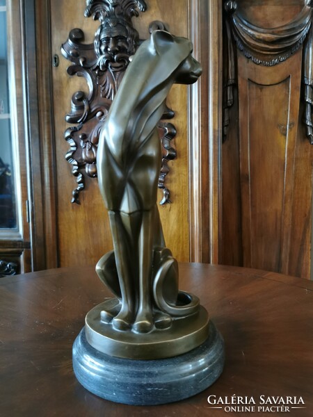 Art deco párduc figura - bronz szobor
