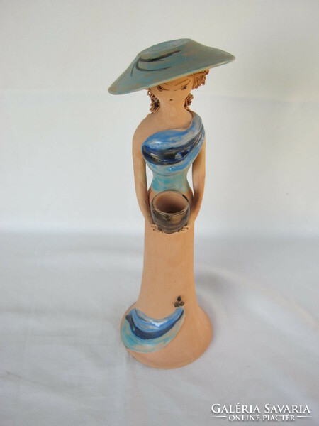 Katalin Szódi large ceramic girl in a hat 30 cm