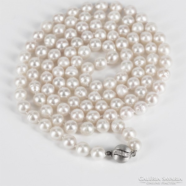 14K diamond white gold akoya pearl necklace
