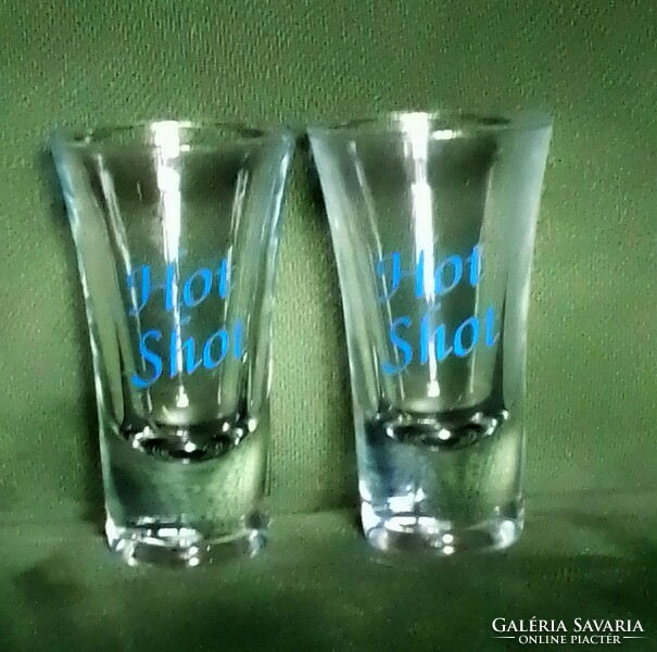 Two liqueur glass cups with the inscription hot shot, for Galliano liqueur and coffee cocktails