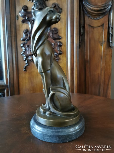 Art deco párduc figura - bronz szobor