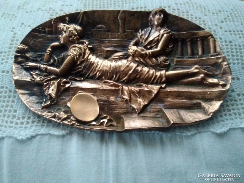 Art Nouveau copper mural - business card holder, the resting patricians of the Roman Empire!