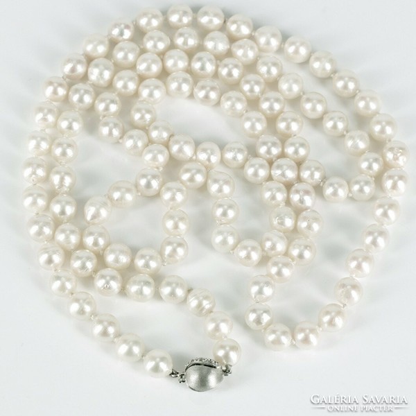 14K diamond white gold akoya pearl necklace