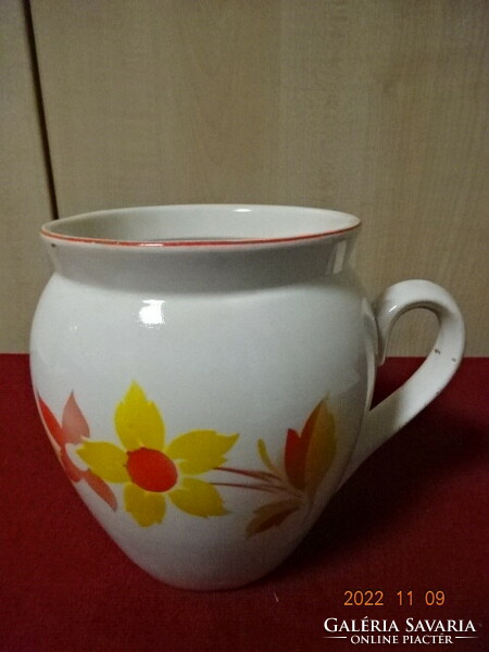 Granite porcelain, red edged mug, height 15 cm. He has! Jokai.