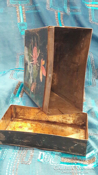 Antik keleti fém doboz, teás pléh doboz (M3160)