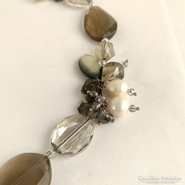 Beautiful vintage mineral true pearl, crystal necklaces, true pearl, mother of pearl,