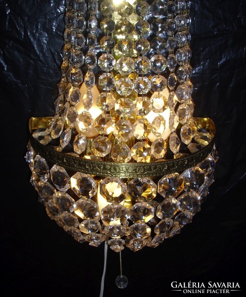 Empire crystal wall lamp with 3-burner pull switch