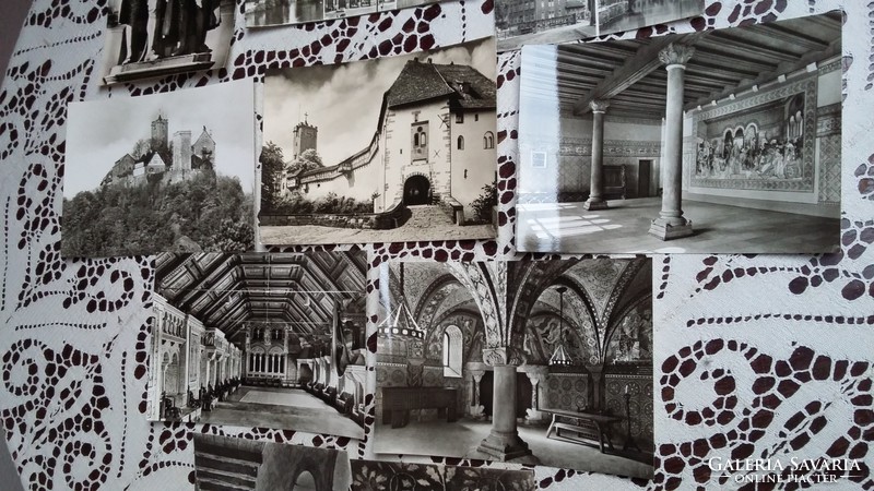 Ten black and white postcards from Germany, Thuringia (Weimar, Erfurt, Wartburg Castle)