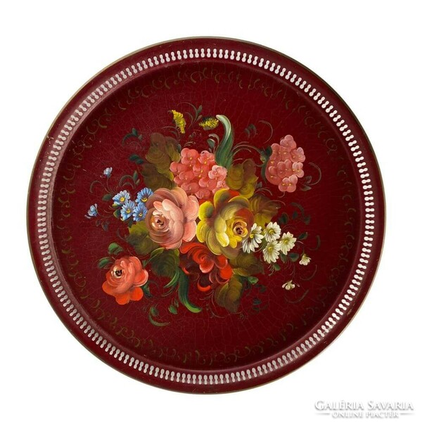 Beautiful hand-painted Italian metal tray from the early 1900s