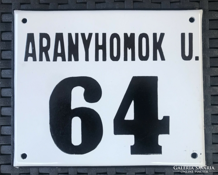 Aranyhomok u. 64 - House number plate (enamel plate, enamel plate)