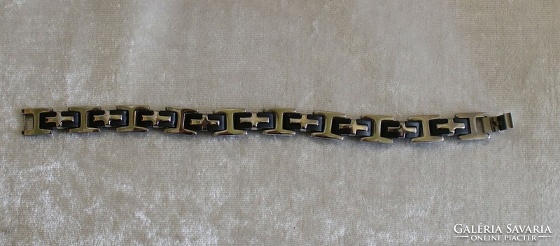 Medical metal and leather men's bracelet bought in a jewelry store--21.5 cm