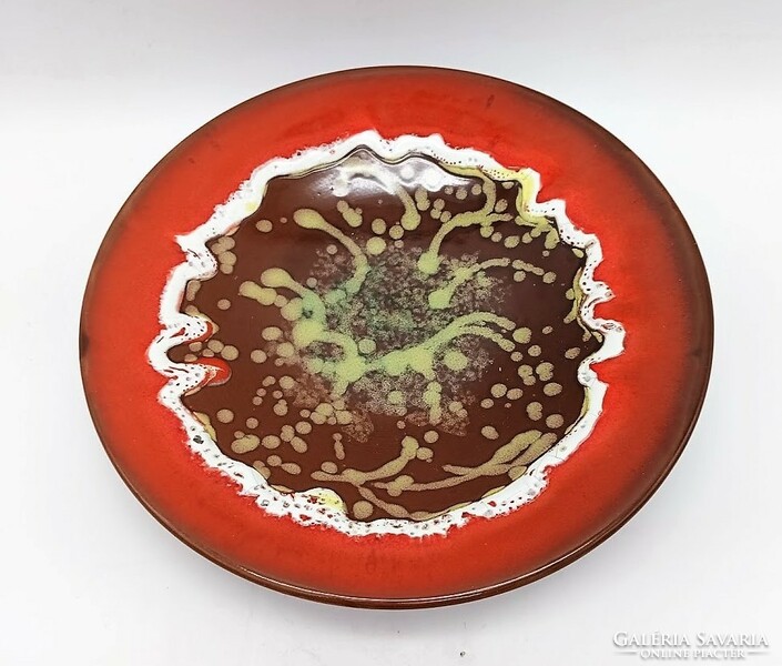 Retro iparművészeti tál, tányér, 28,5 cm, jelzett