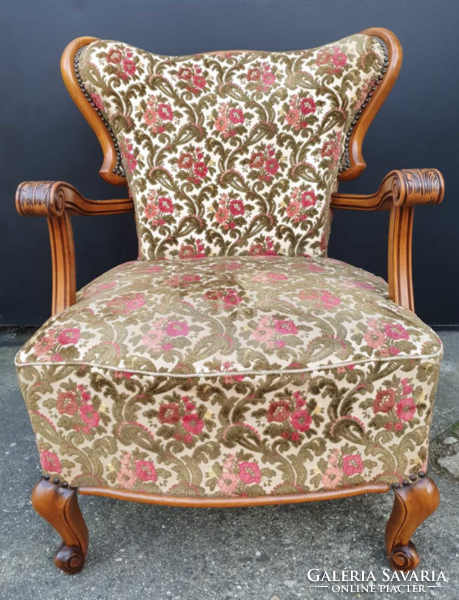 Pair of antique arm-chairs, rare form, special upholstery
