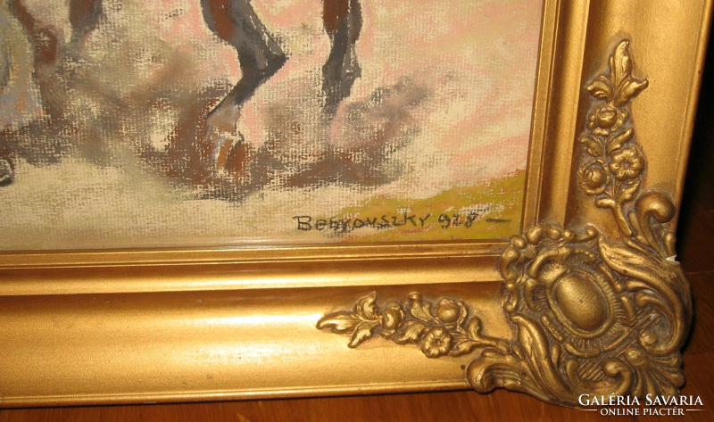 Special price! Antique 1928 guaranteed original istván benyovszky / 1898-1969 / : foals