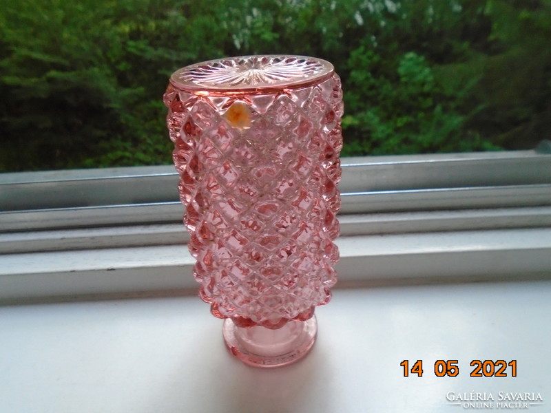 Antique diamond cut salmon pink crystal perfume bottle