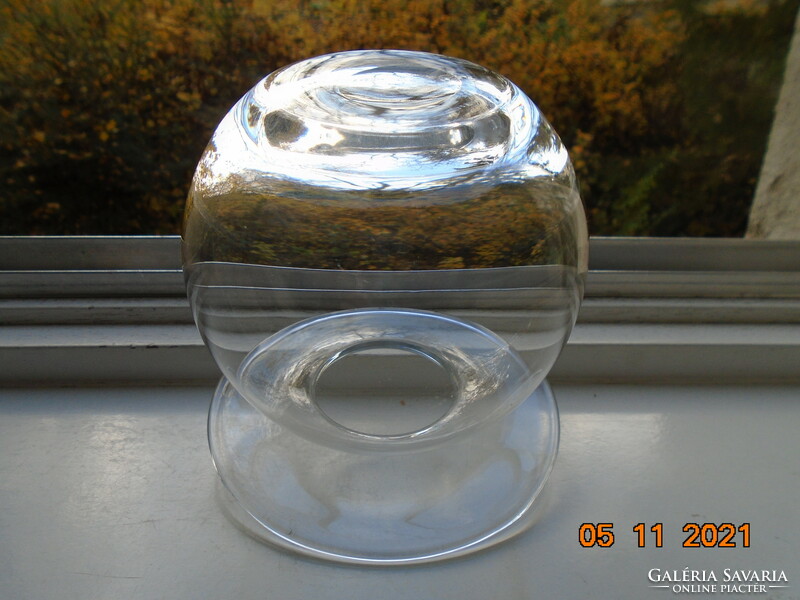 Modern skandináv finn kézzel készült üveg váza széles lapos peremmel vastag talppal