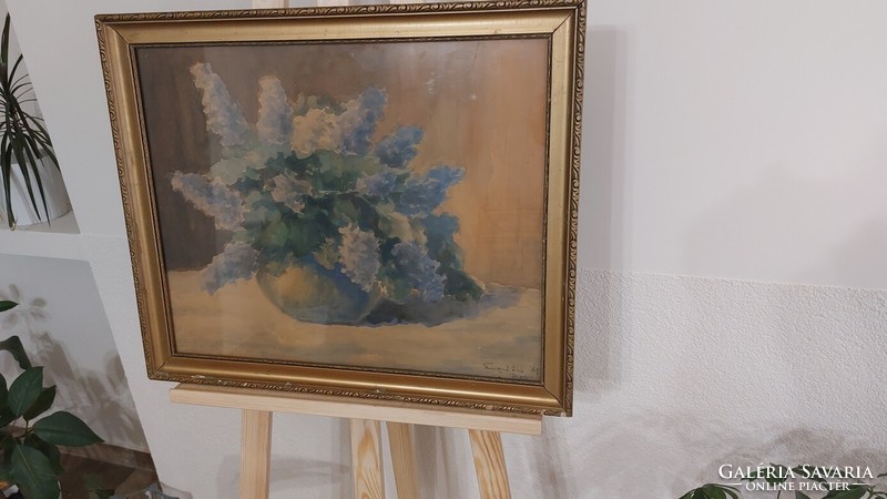 (K) Erdős Mihály "Művészúr" Debrecen csendélet festménye 58x49 cm kerettel