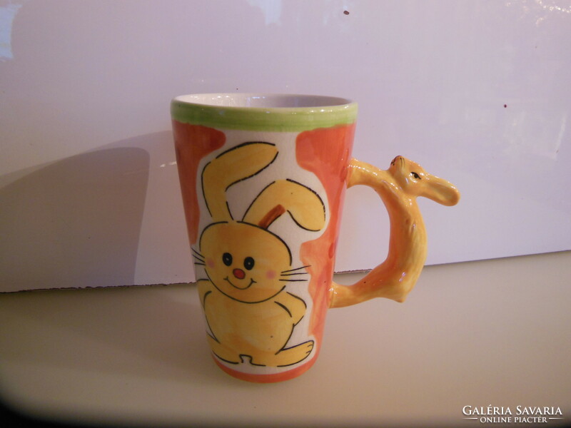 Mug - hand painted - 4 dl - 16 x 14.5 cm - bunny ears - porcelain - flawless