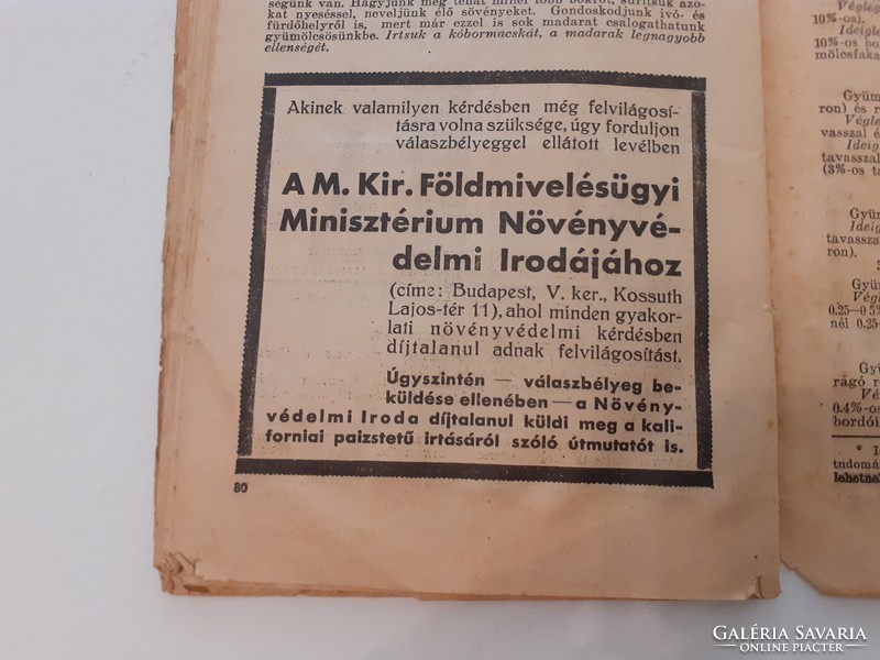 Régi 1934 földművelés útmutató gyümölcsöskert kezelése füzet