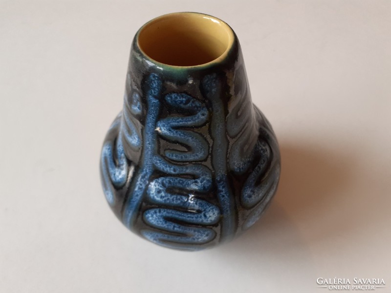 Retro váza kerámia kék mini régi díszváza
