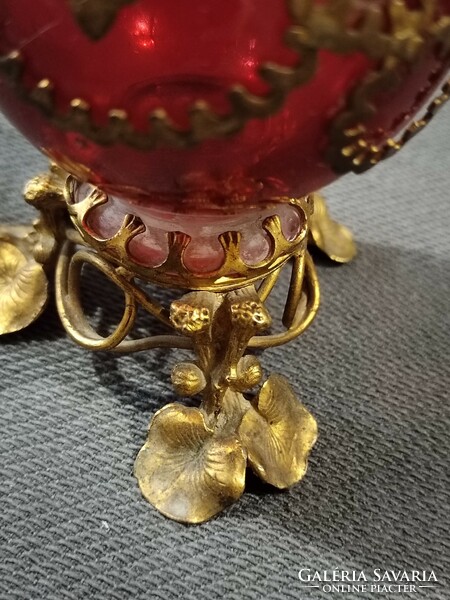 25cm special Biedermeier glass with fire-gilded fittings