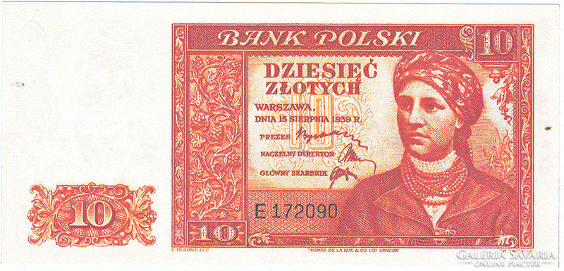 Lengyelország 10 zloty az emigráns kormány pénze 1939  REPLIKA UNC