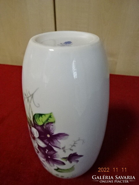 Hollóháza porcelain vase, violet pattern, height 17 cm. He has! Jokai.