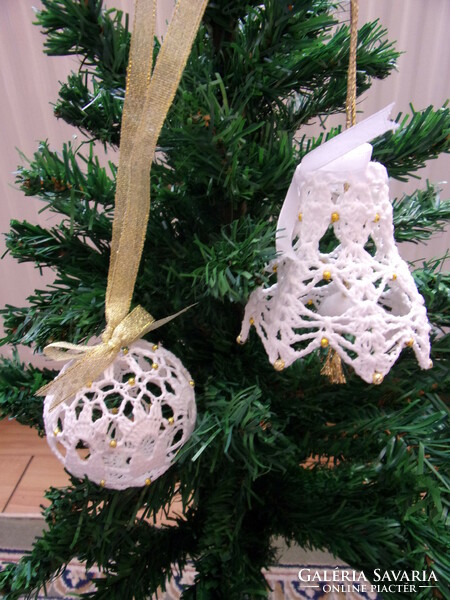 2 pcs. Store-bought, beaded crochet ornament
