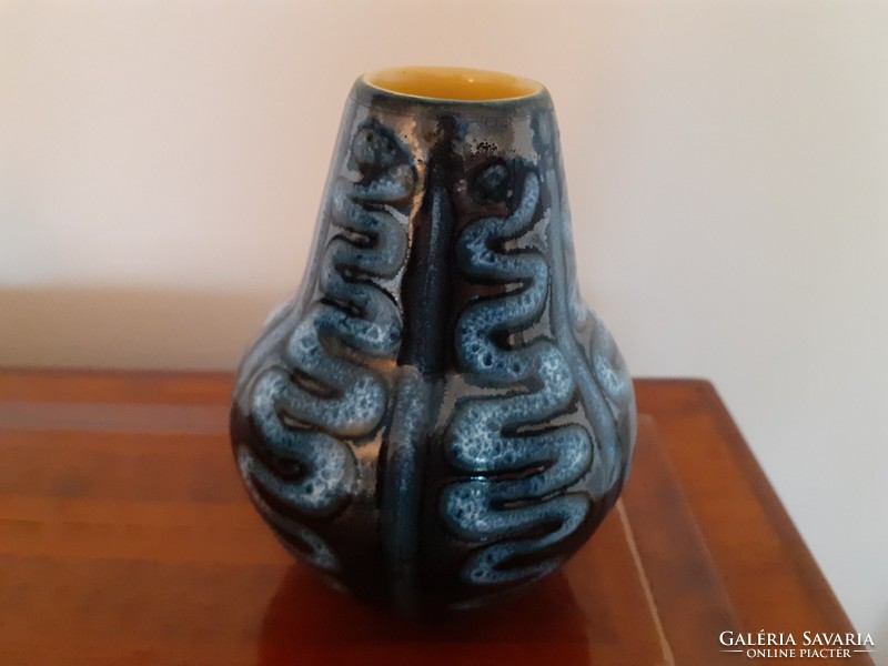 Retro váza kerámia kék mini régi díszváza