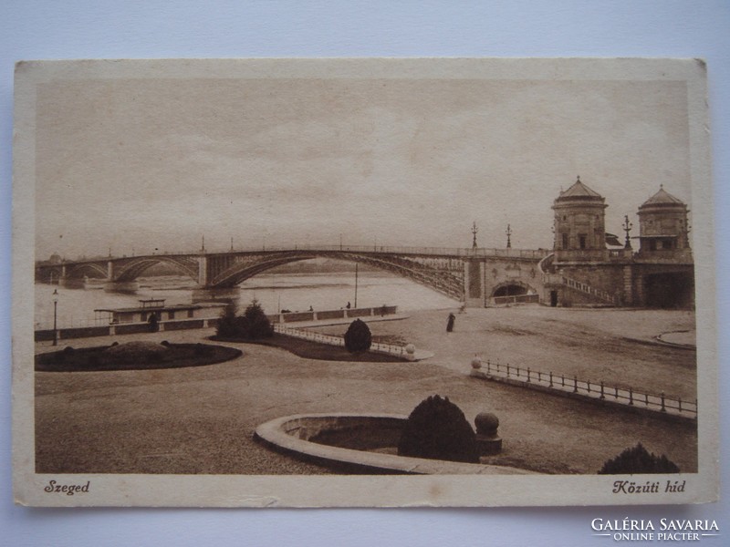 Régi képeslap Szeged Közúti híd fotó levelezőlap